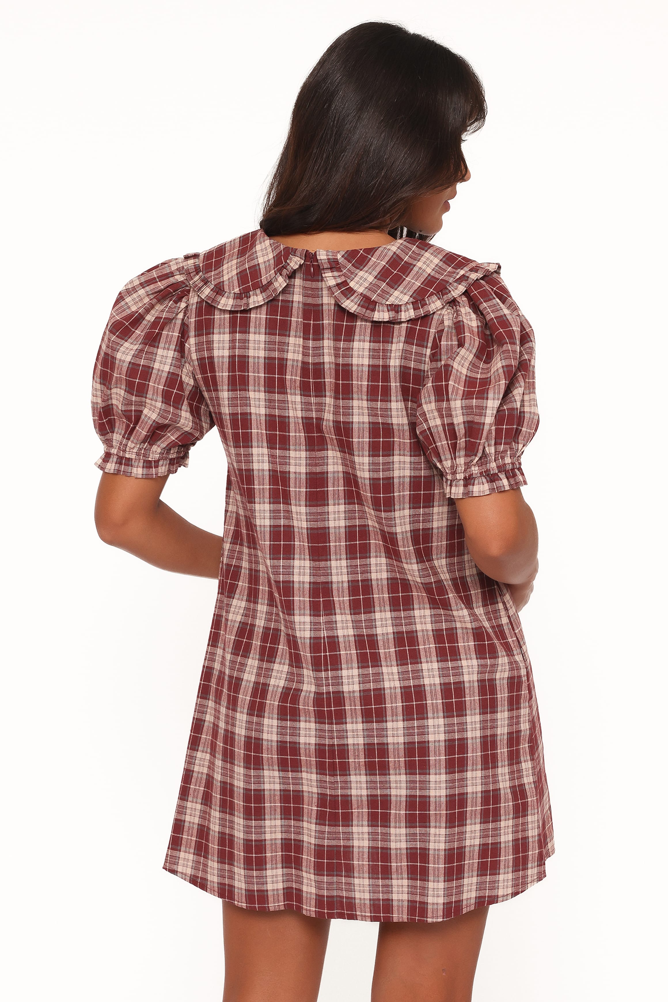Petal and Pup USA DRESSES Yaris Mini Dress - Burgundy Plaid