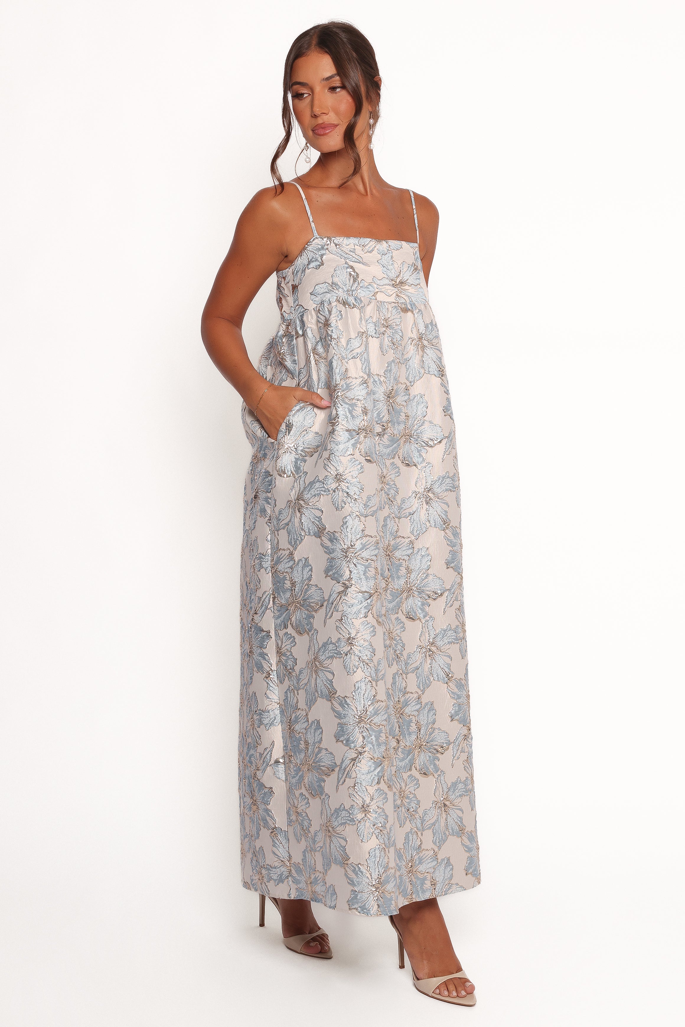 Petal and Pup USA DRESSES Yasmine Maxi Dress - Baby Blue Floral