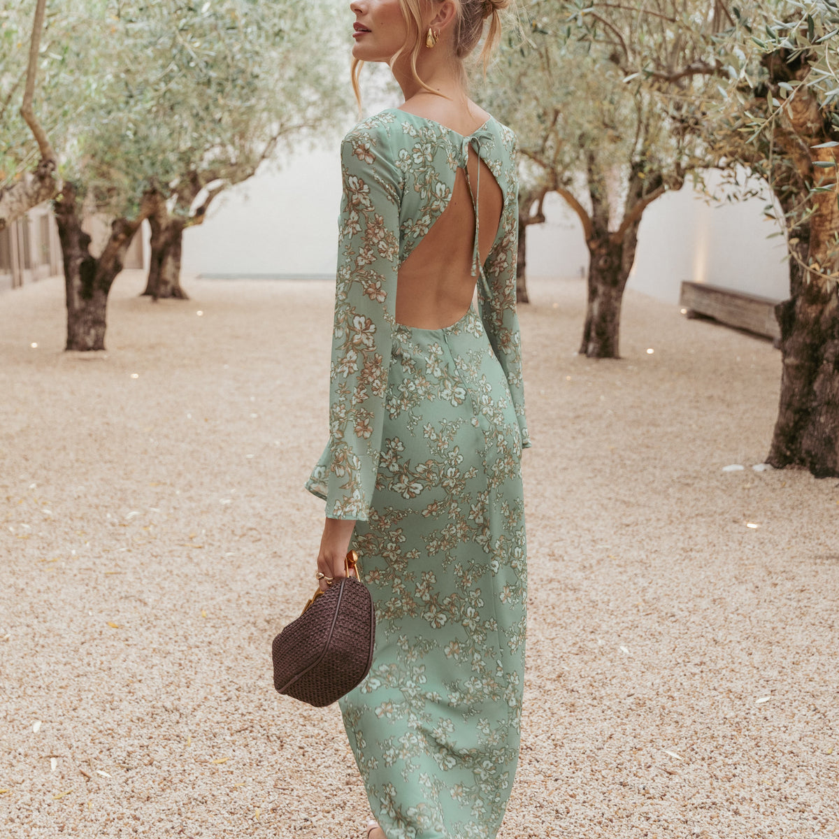 slim fit dress slacks Maya Sage Green Embellished Long Sleeve Maxi Dress – Maya Deluxe main image 1