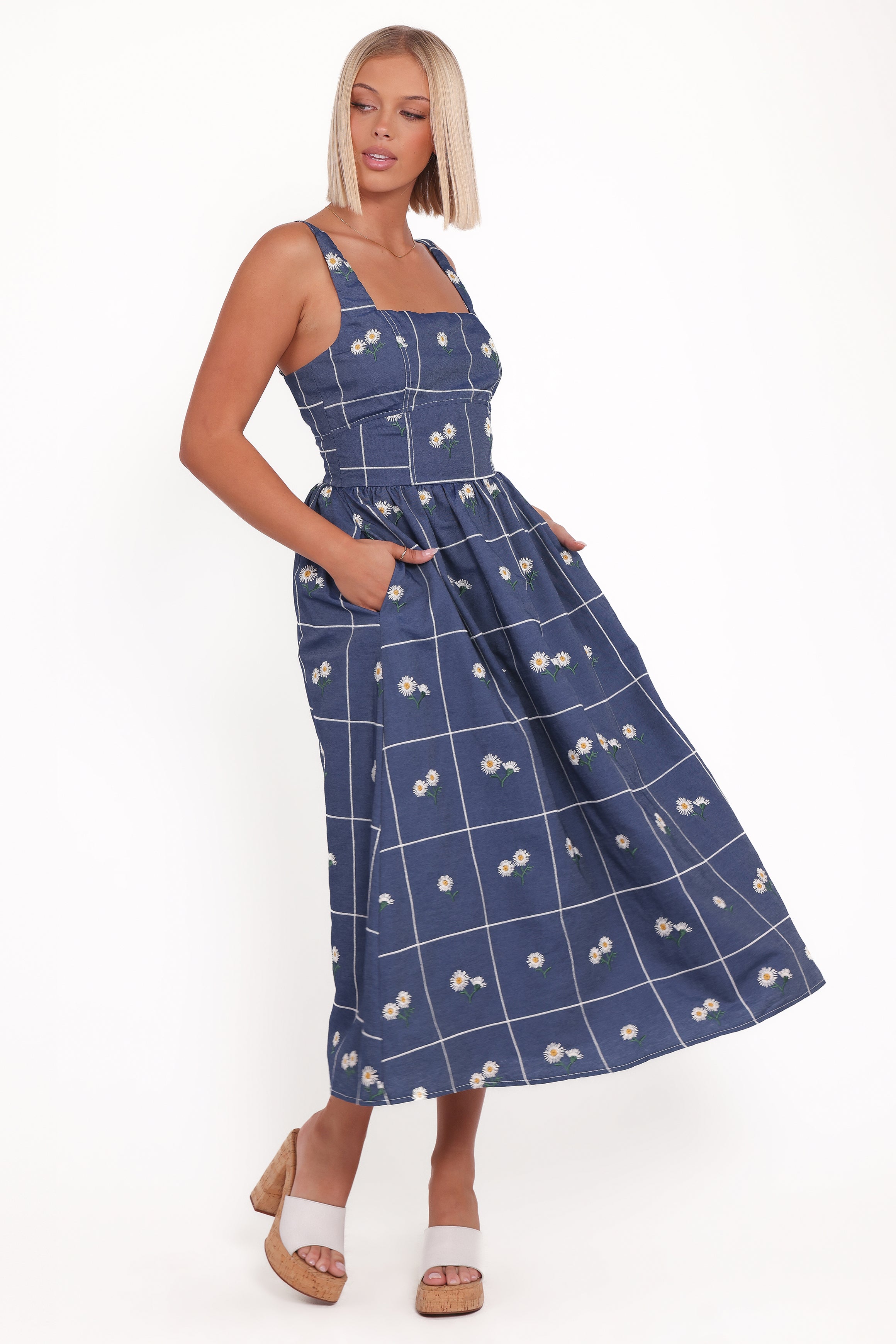 Petal and Pup USA DRESSES Yolande Midi Dress - Blue Floral (Hold for Amazon)