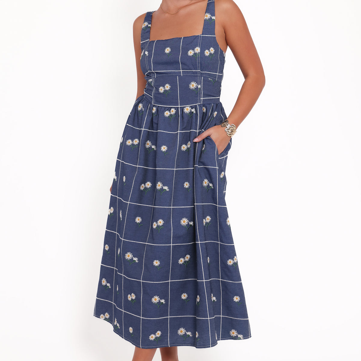 Petal and Pup Women's Yolande Midi Dress - Blue Floral Petal and Pup Women's Yolande Midi Dress - Blue Floral