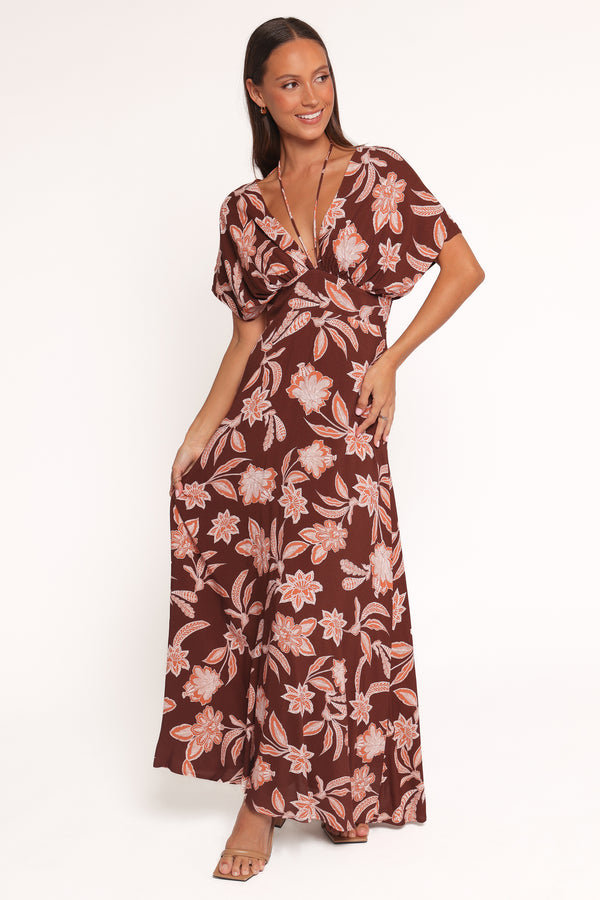 Petal and Pup USA DRESSES Yolande Midi Dress - Orange Floral