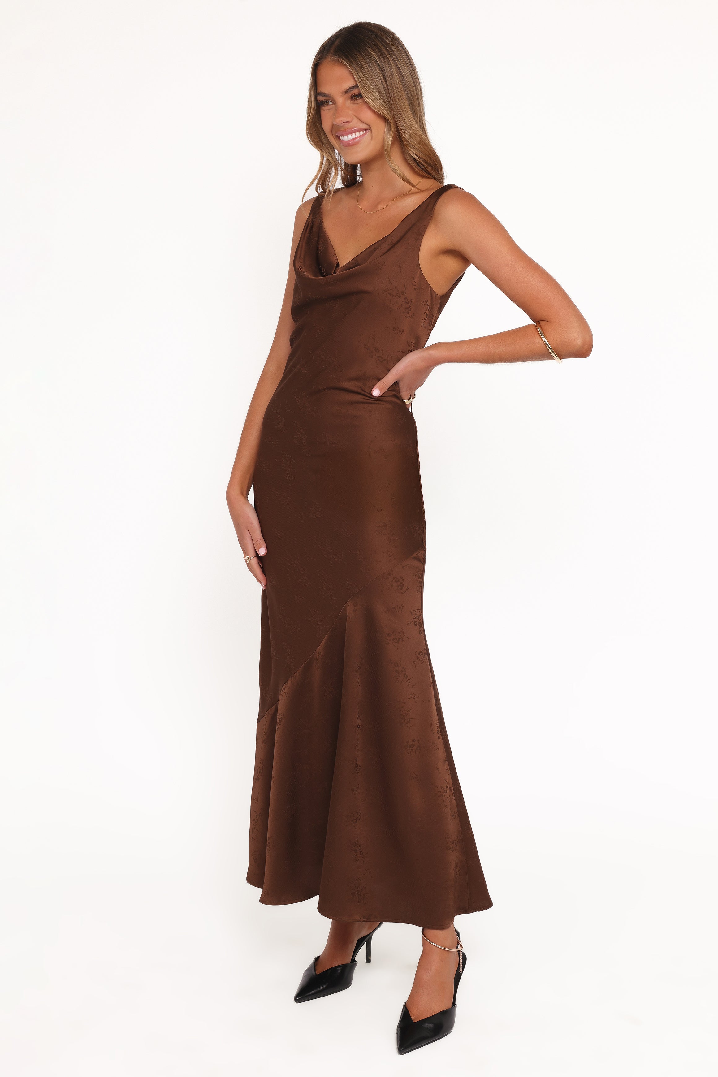 Petal and Pup USA DRESSES Zabrina Midi Dress - Brown Floral