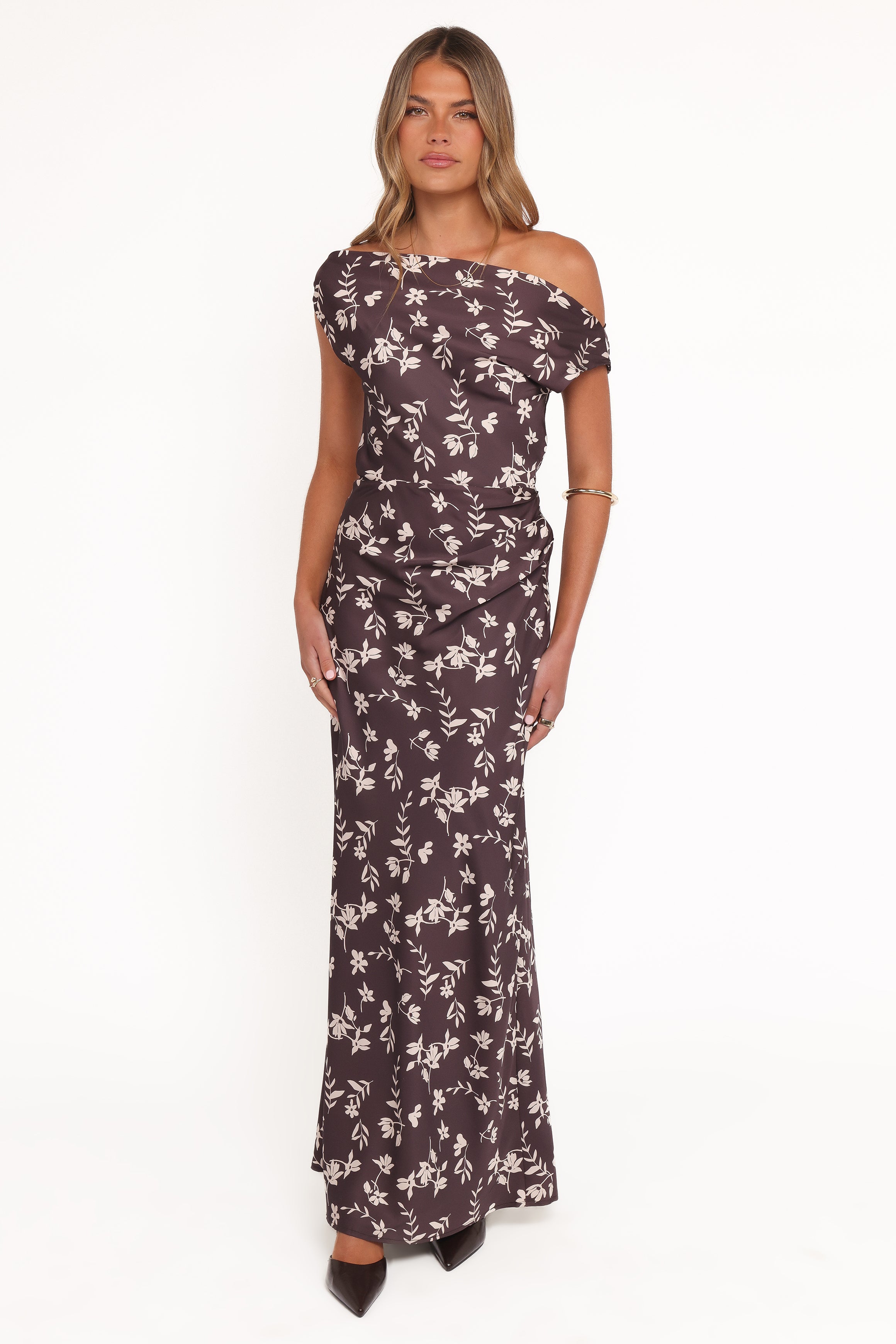 Petal and Pup USA DRESSES Zafira Midi Dress - Brown Cream Floral