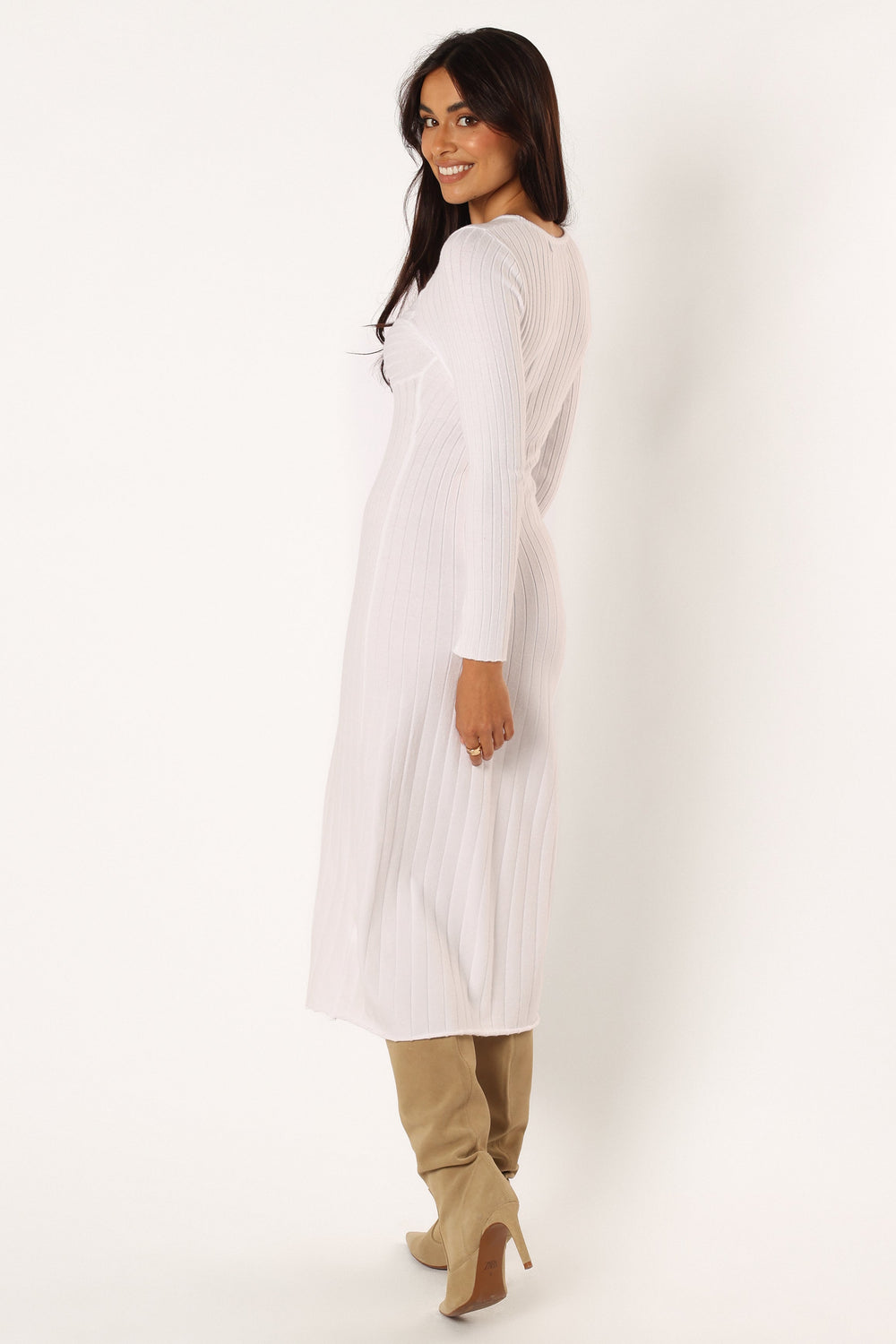 Zayla Long Sleeve Midi Dress - Cream - Petal & Pup USA
