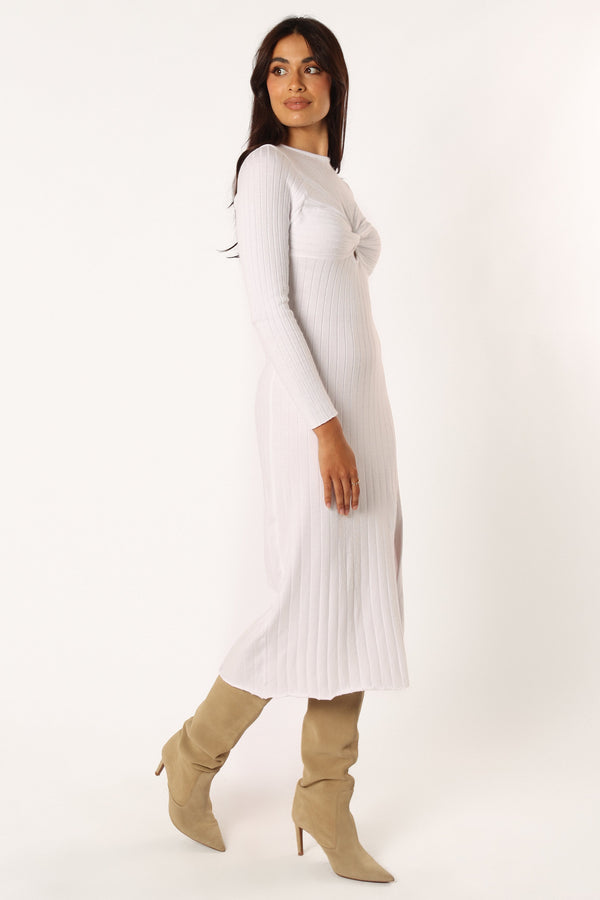 Petal and Pup USA DRESSES Zayla Long Sleeve Midi Dress - Cream