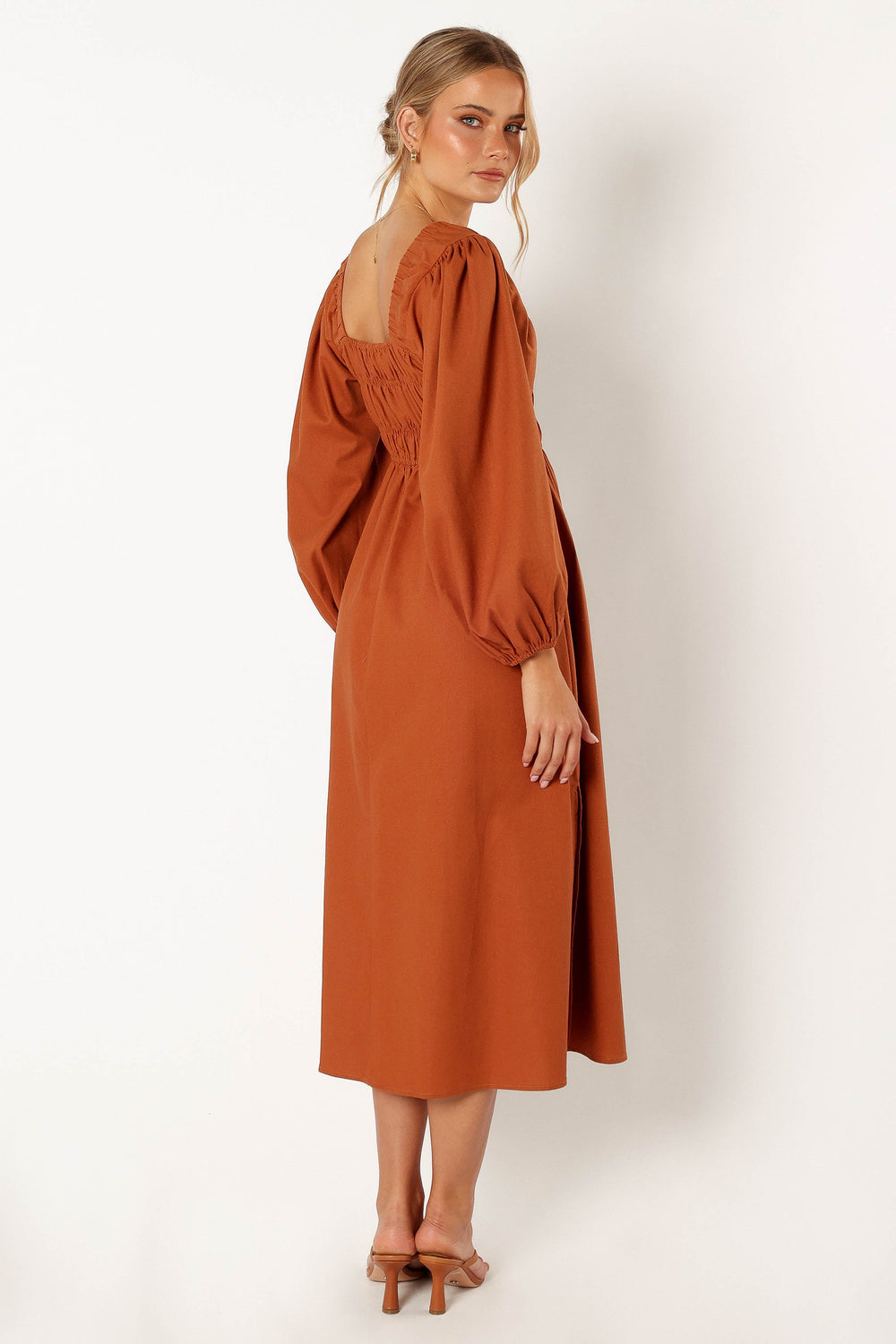 Petal and Pup USA DRESSES Zaylee Long Sleeve Midi Dress - Rust