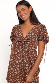 Petal and Pup USA DRESSES Zina Maxi Dress - Brown Ditsy Floral