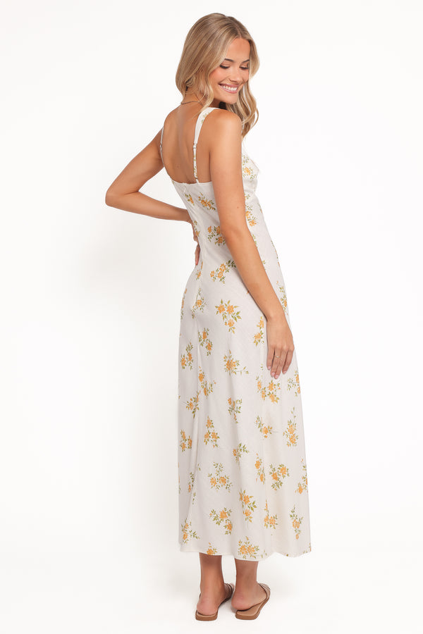 Petal and Pup USA DRESSES Zinnia Midi Dress - Yellow Floral