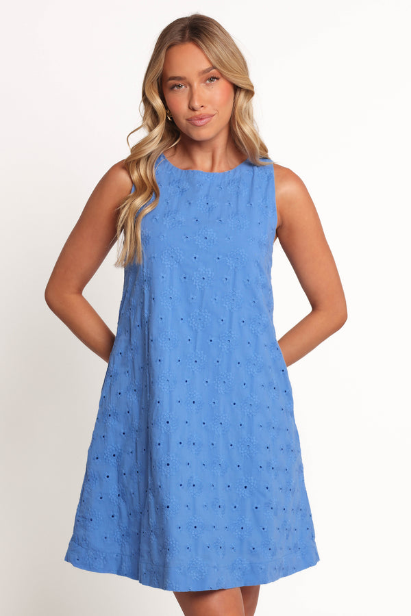 Petal and Pup USA DRESSES Zita Embroidered A-Line Mini Dress - Cobalt (Hold for Rack)