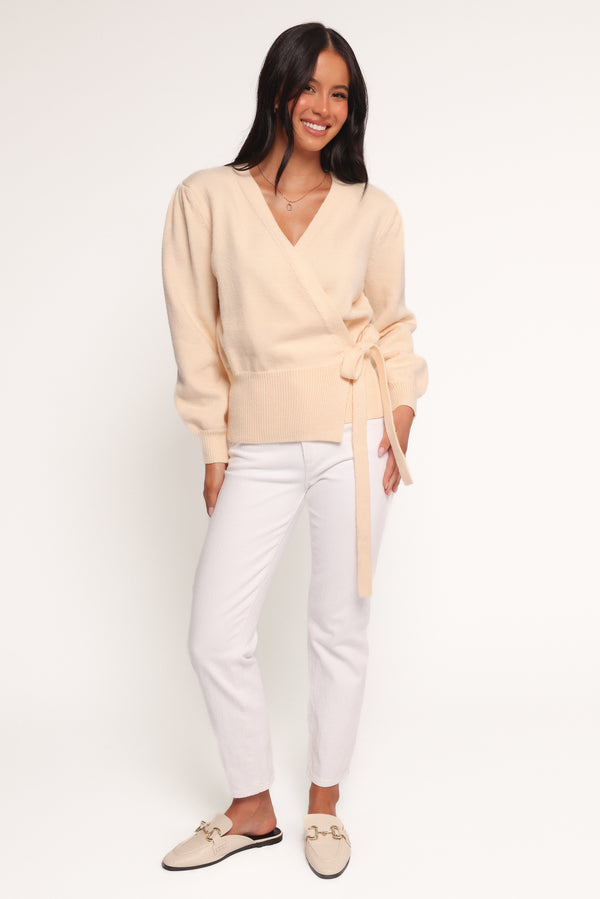 Petal and Pup USA KNITWEAR Abbey Ballet Wrap Cardigan - Cream