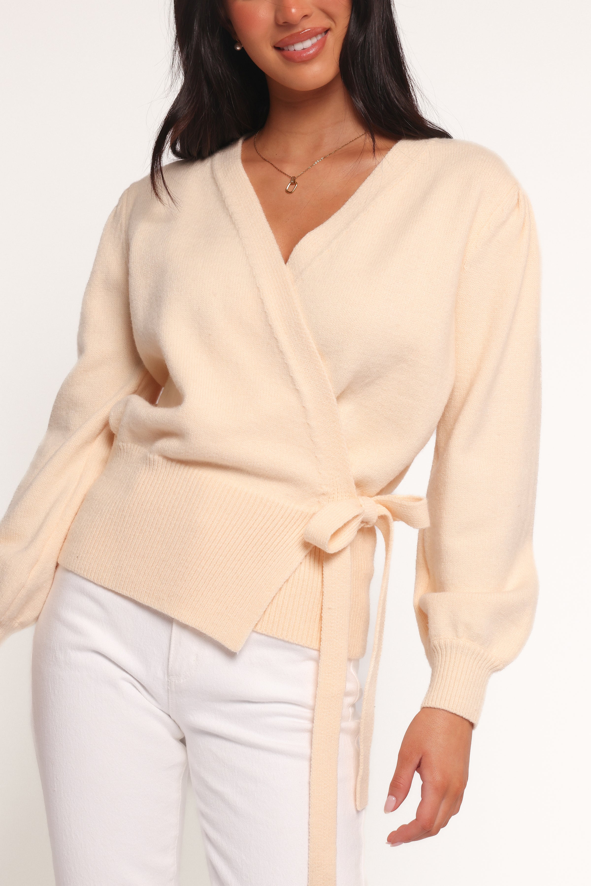 Petal and Pup USA KNITWEAR Abbey Ballet Wrap Cardigan - Cream
