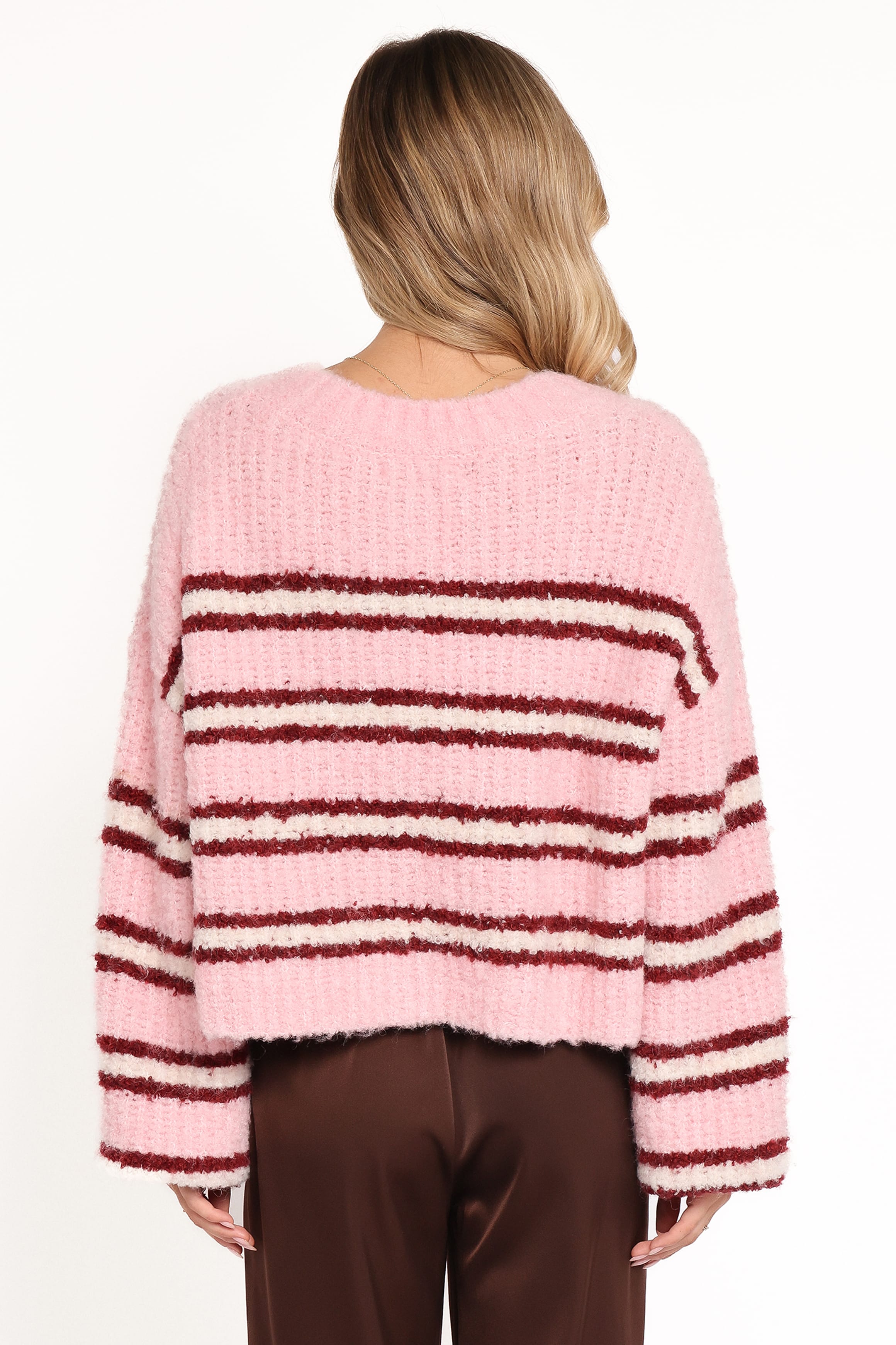 Petal and Pup USA KNITWEAR Albertine Cardigan - Pink Stripe