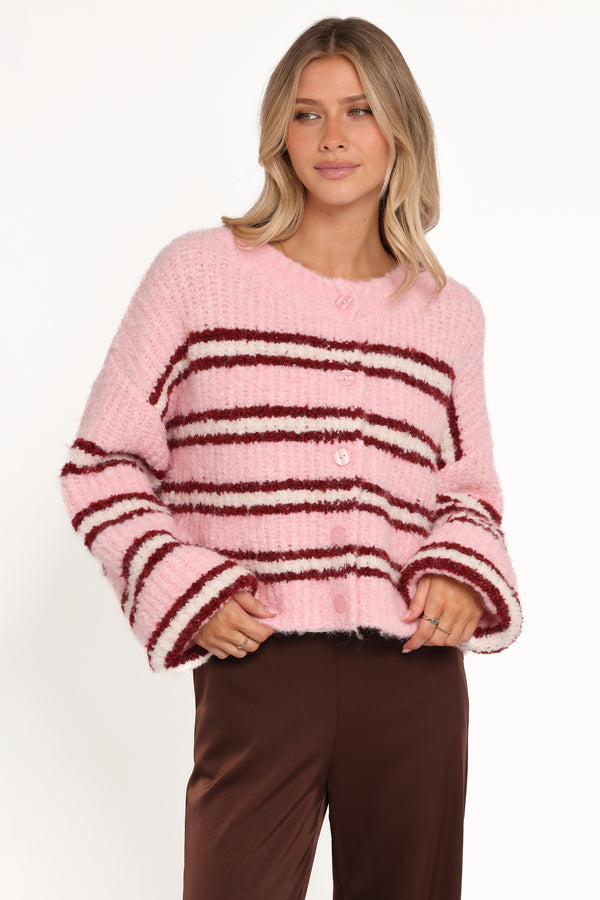 Petal and Pup USA KNITWEAR Albertine Cardigan - Pink Stripe