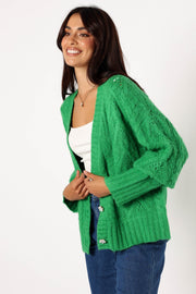 Petal and Pup USA KNITWEAR Alessandra Crystal Button Cardigan - Spearmint
