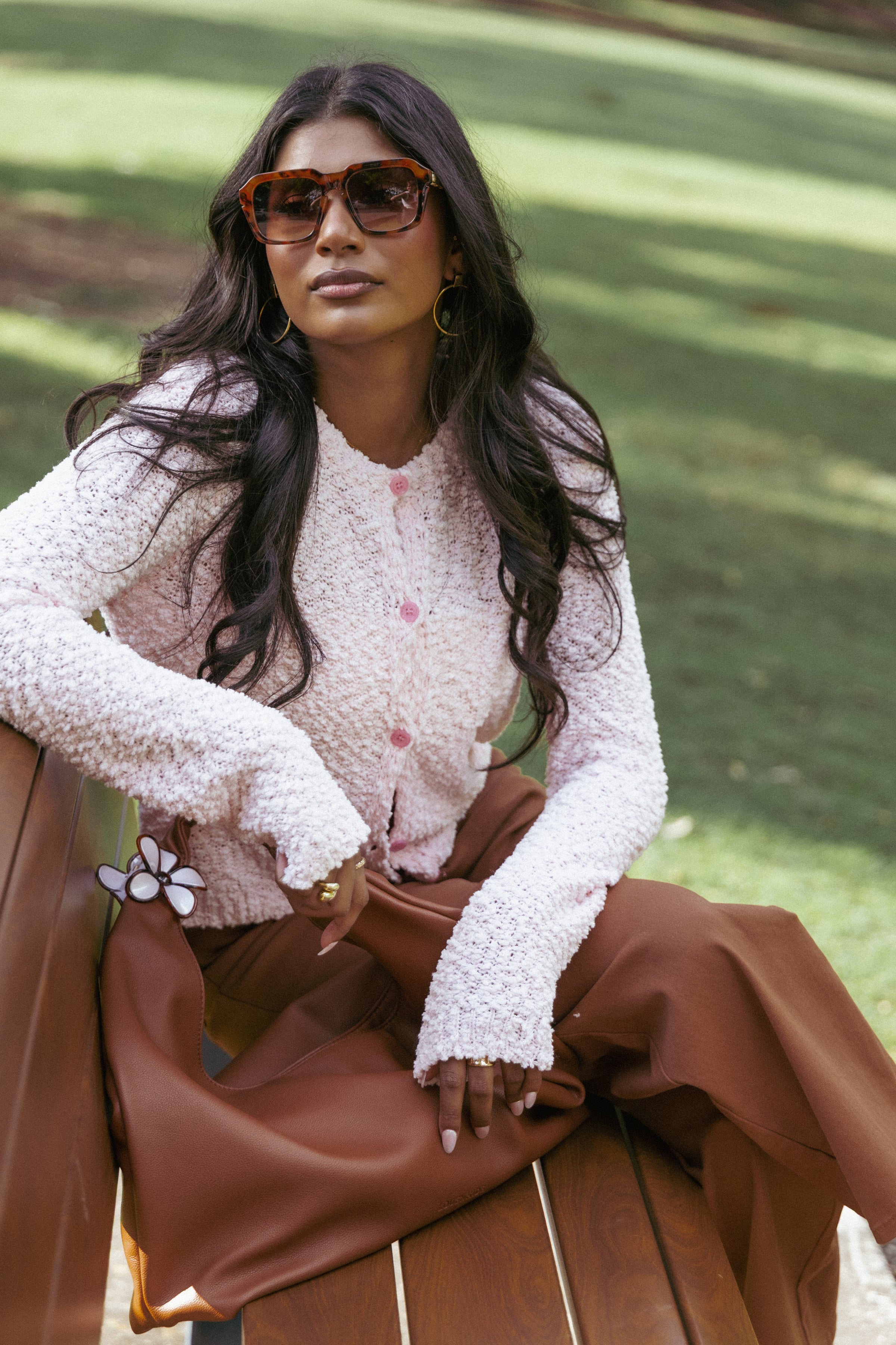 Petal and Pup USA KNITWEAR Ally Texture Cardigan - Pink