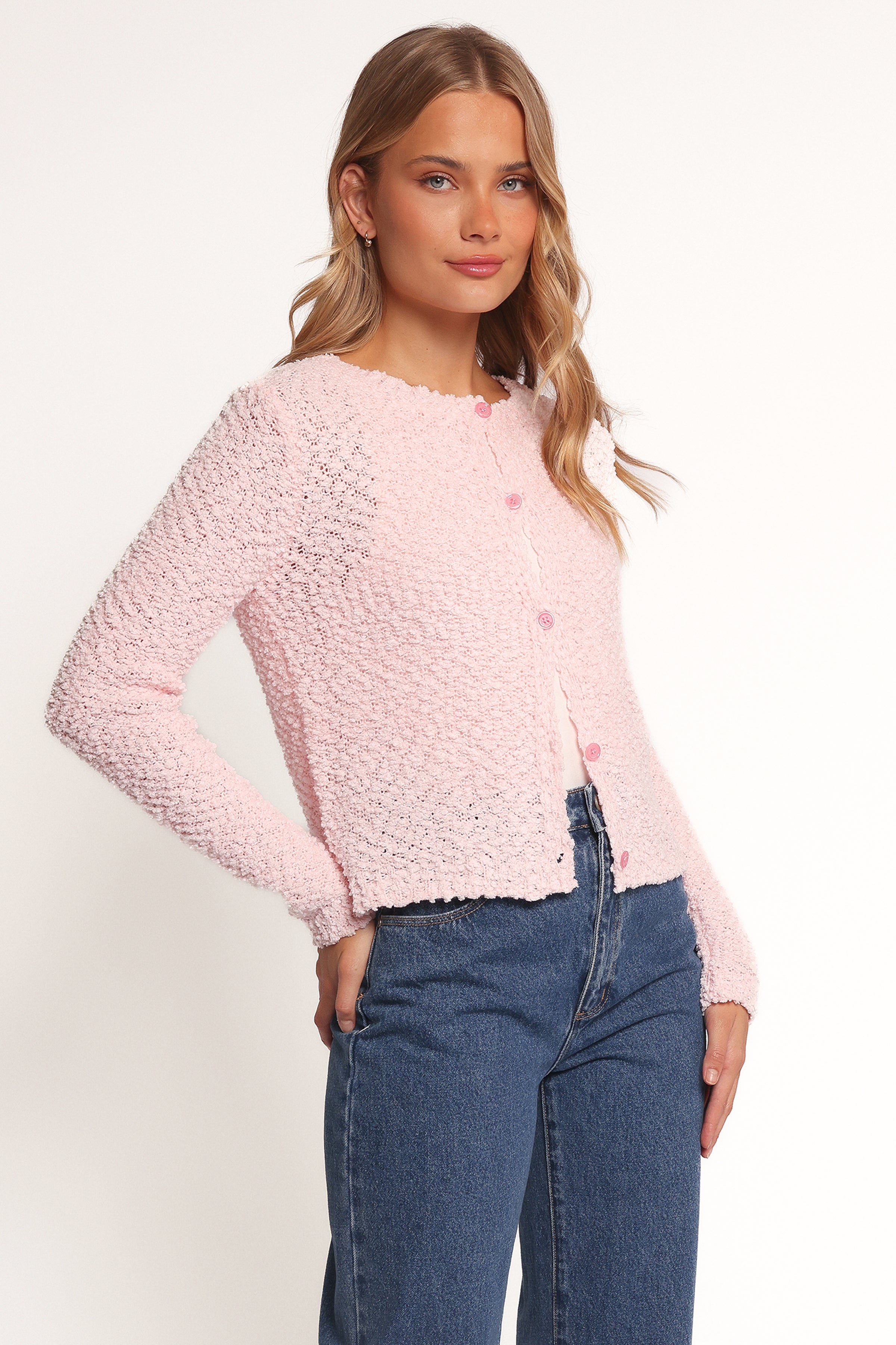 Petal and Pup USA KNITWEAR Ally Texture Cardigan - Pink