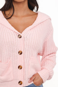 Petal and Pup USA KNITWEAR Amelia Oversize Collar Button Cardigan - Pink