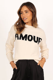 Petal and Pup USA KNITWEAR Amour Knit Sweater - Cream