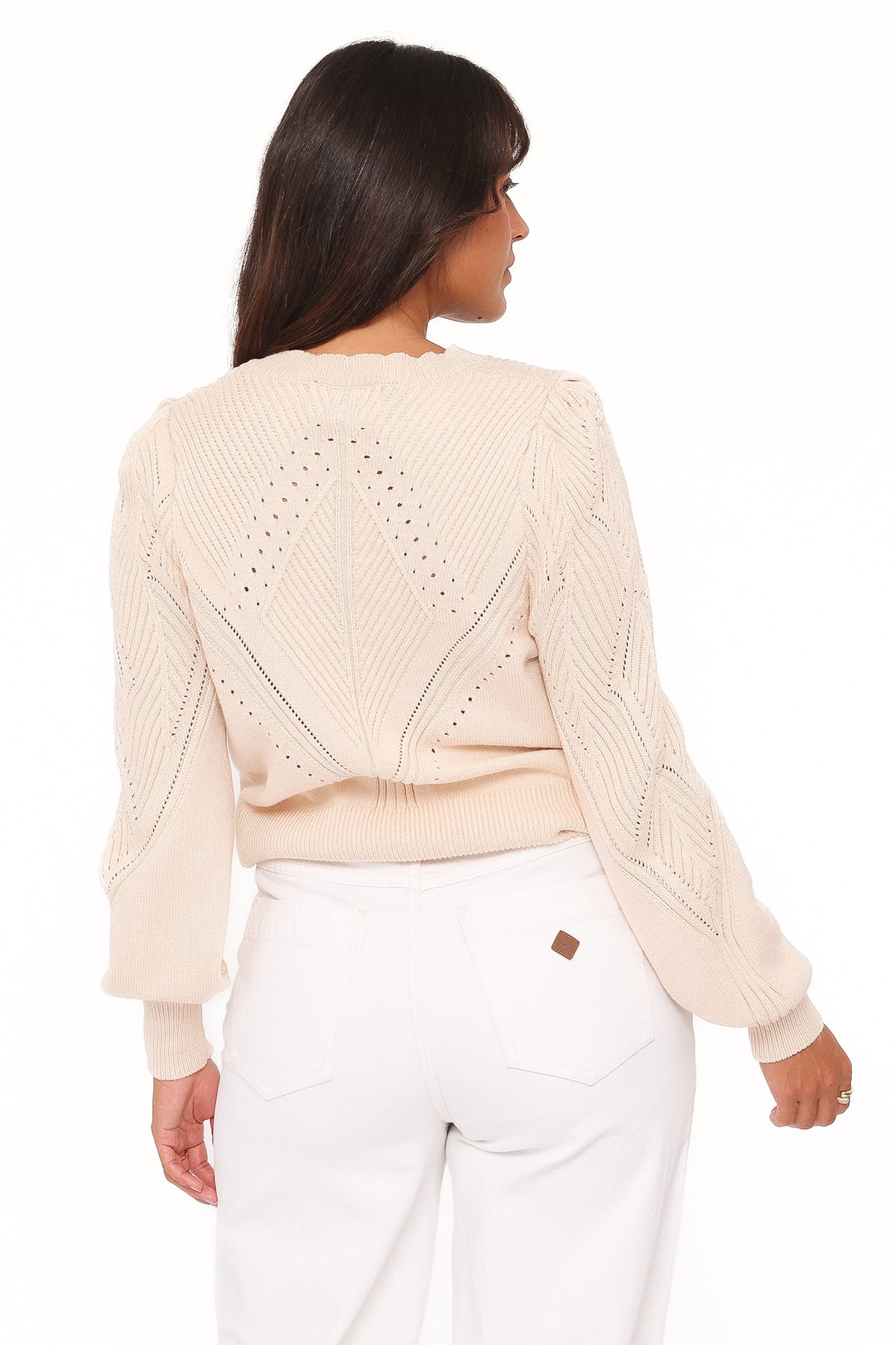 Petal and Pup USA KNITWEAR Annika Puff Sleeve Cardigan - Cream