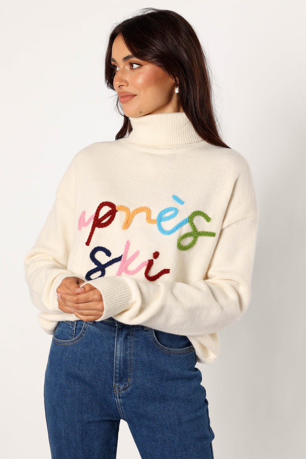 Petal and Pup USA KNITWEAR Apres Ski Turtleneck Knit Sweater - Off White