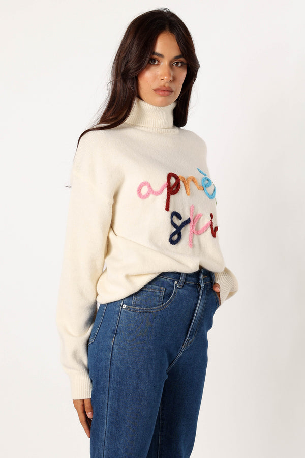 Petal and Pup USA KNITWEAR Apres Ski Turtleneck Knit Sweater - Off White