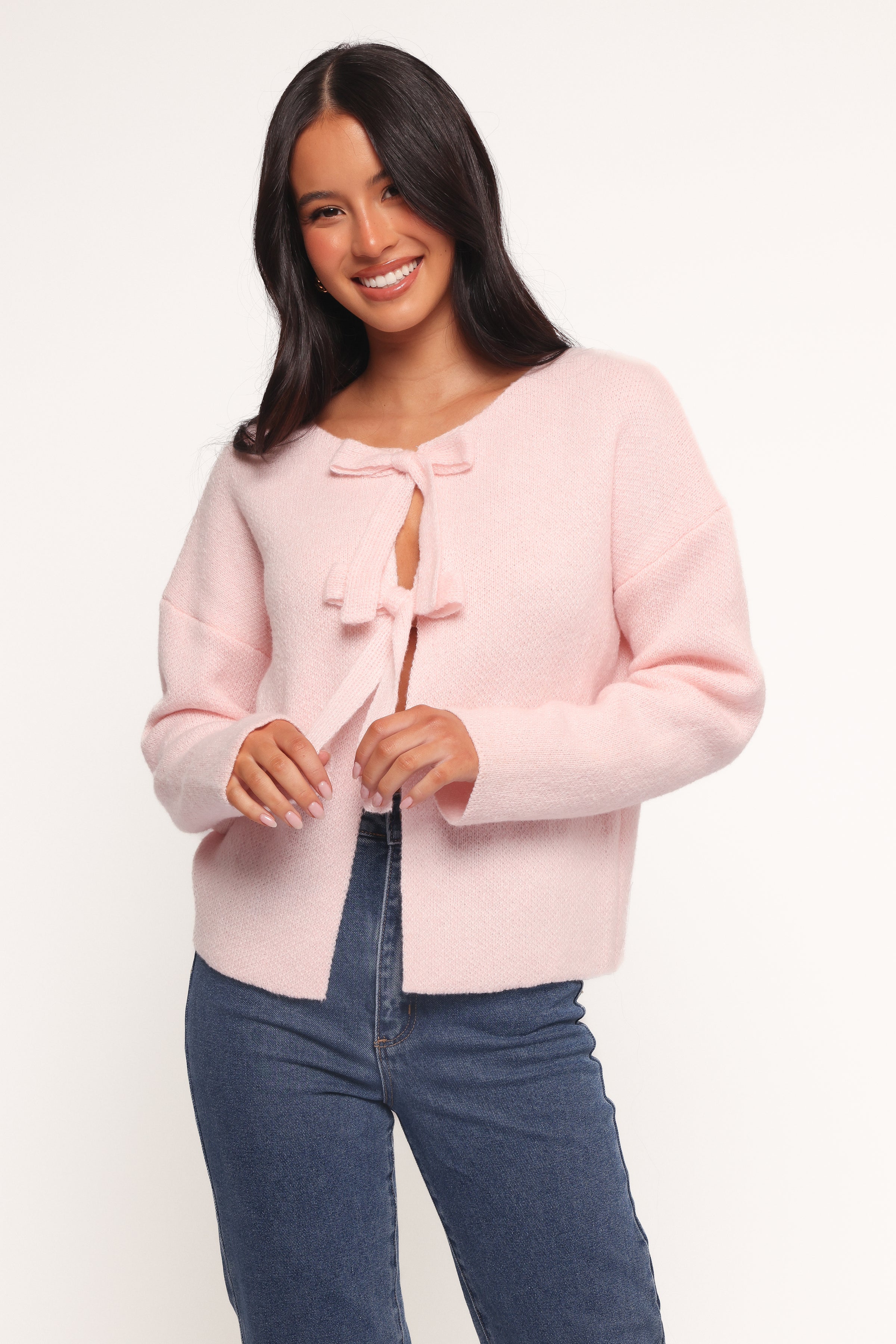 Petal and Pup USA KNITWEAR Arden Bow Cardigan - Pink