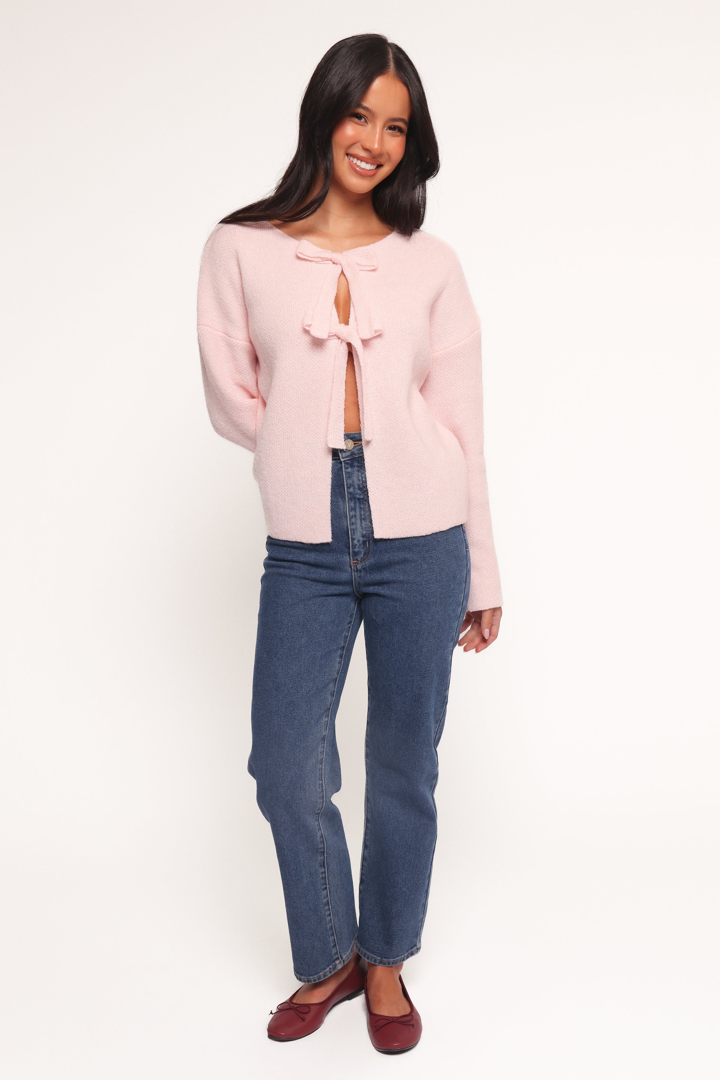 Petal and Pup USA KNITWEAR Arden Bow Cardigan - Pink