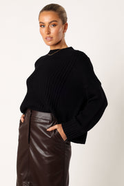 Petal and Pup USA KNITWEAR Arlette Textured Knit Sweater - Black