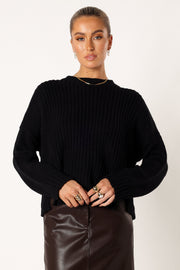 Petal and Pup USA KNITWEAR Arlette Textured Knit Sweater - Black