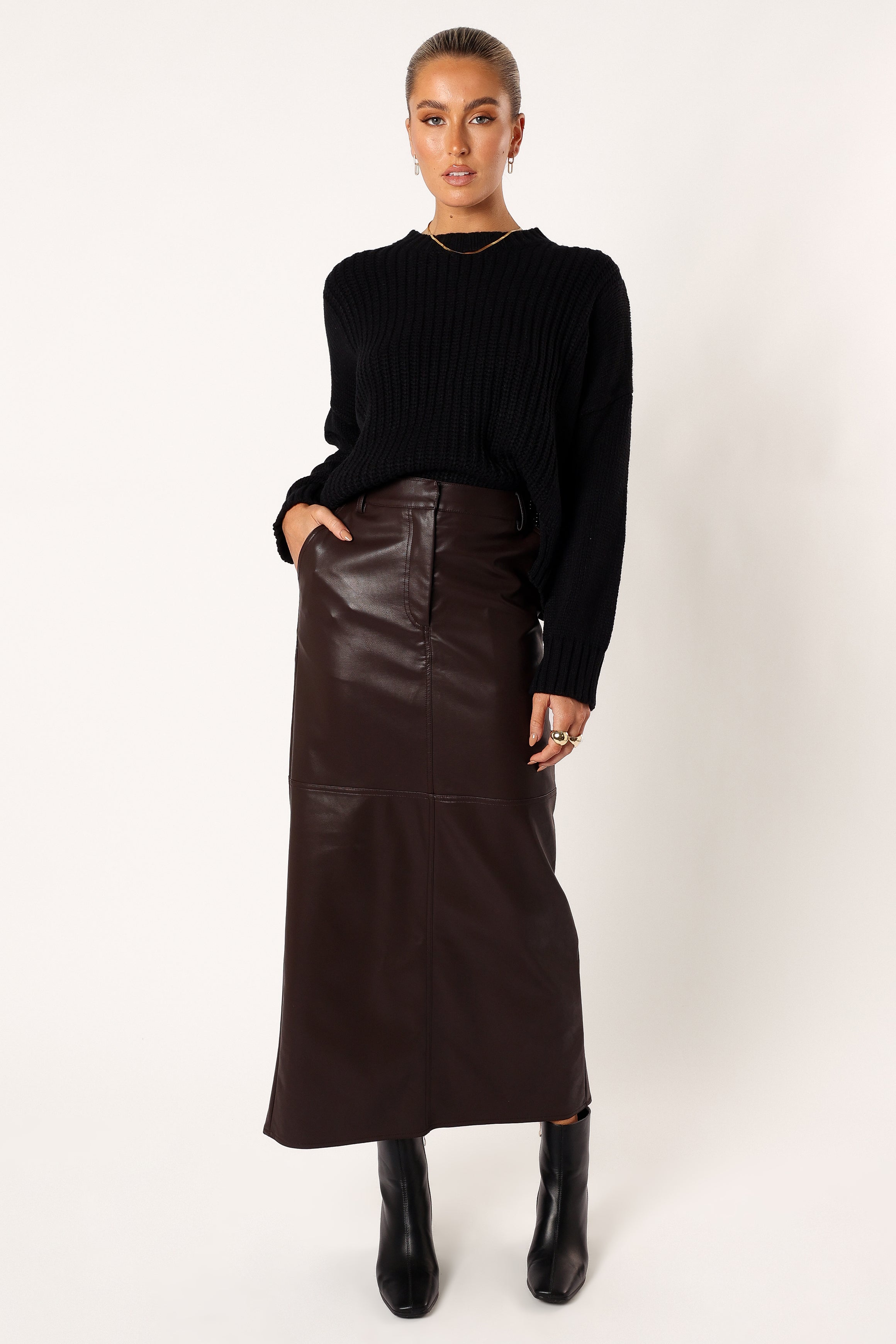 Petal and Pup USA KNITWEAR Arlette Textured Knit Sweater - Black