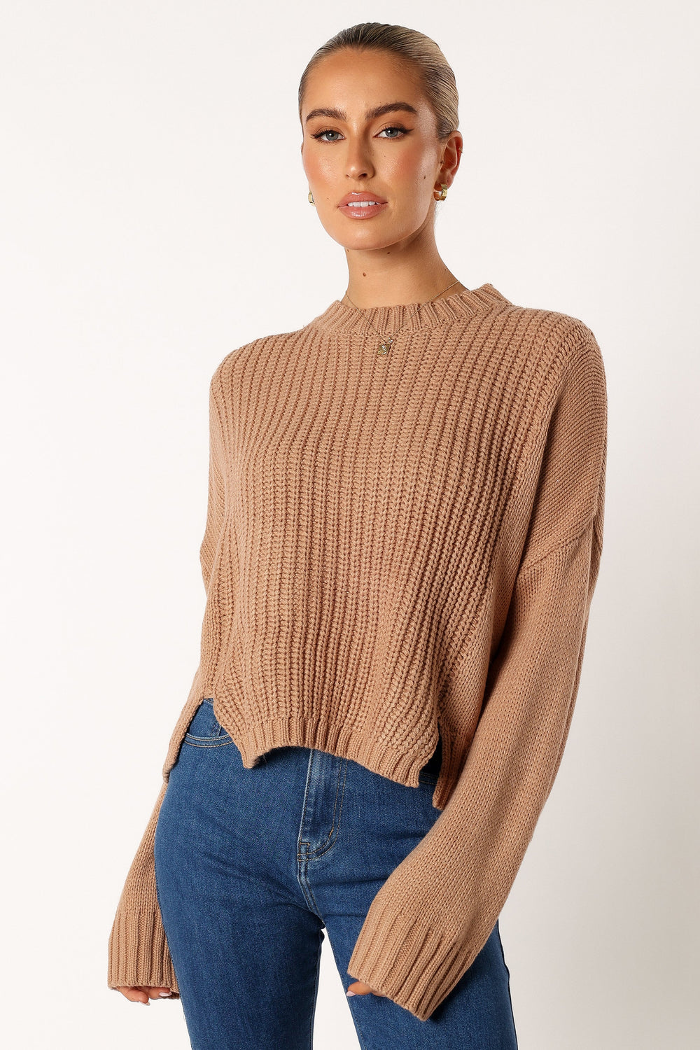 Petal and Pup USA KNITWEAR Arlette Textured Knit Sweater - Stone