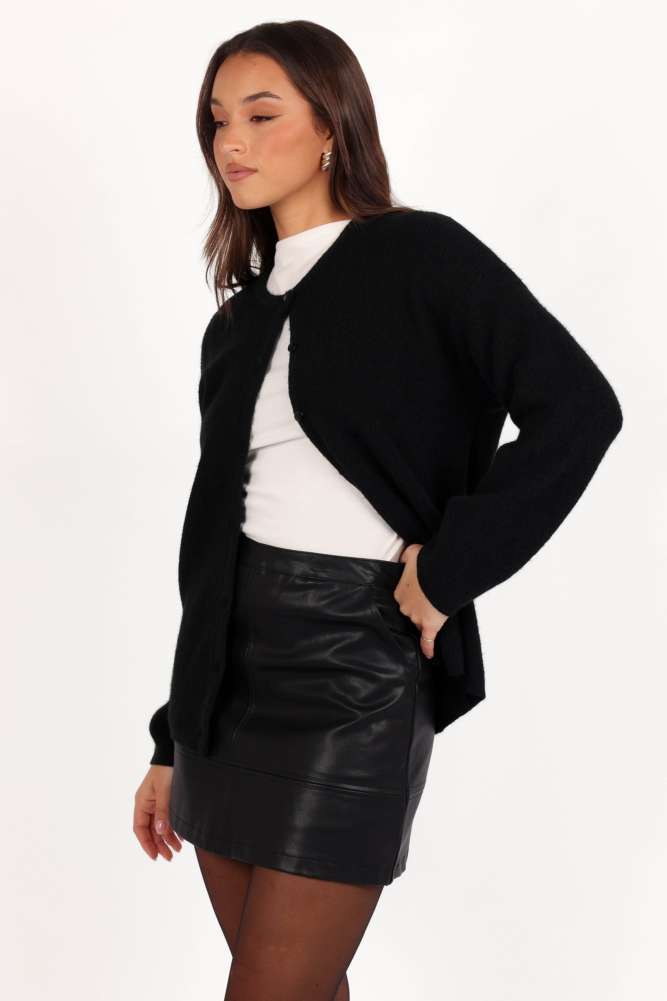 Petal and Pup USA KNITWEAR Astor Classic Button Up Cardigan - Black