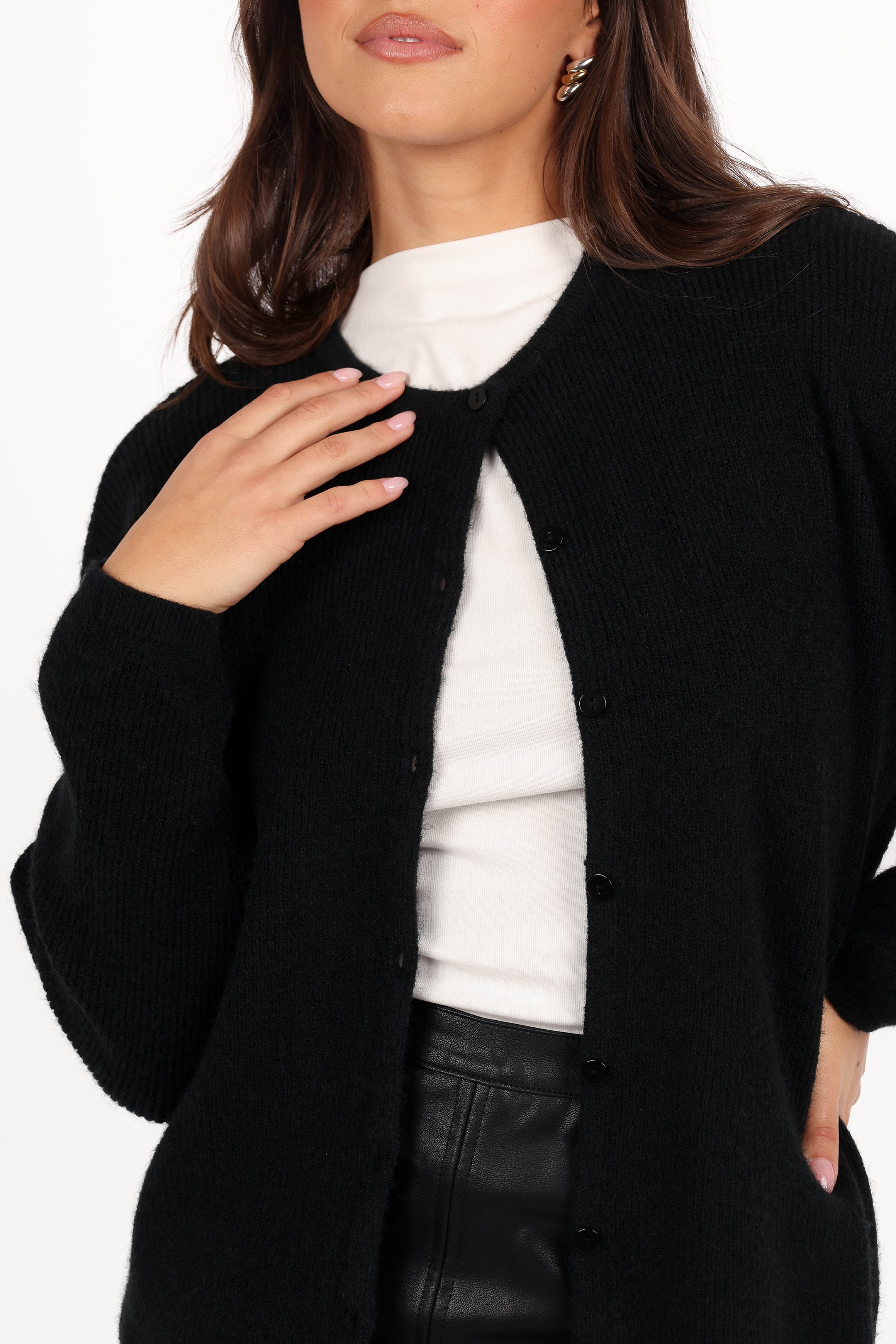 Petal and Pup USA KNITWEAR Astor Classic Button Up Cardigan - Black