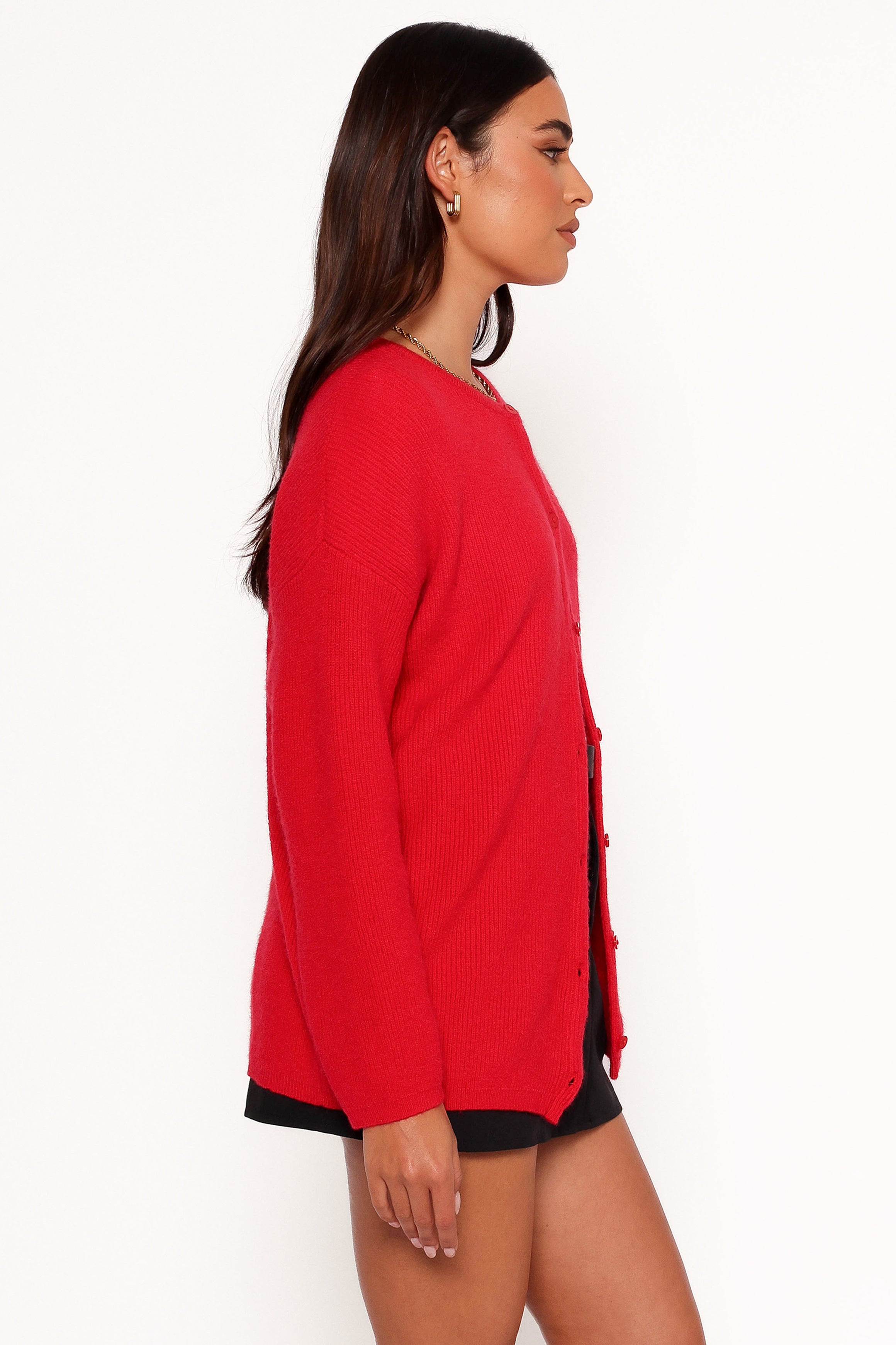 Petal and Pup USA KNITWEAR Astor Classic Button Up Cardigan - Red