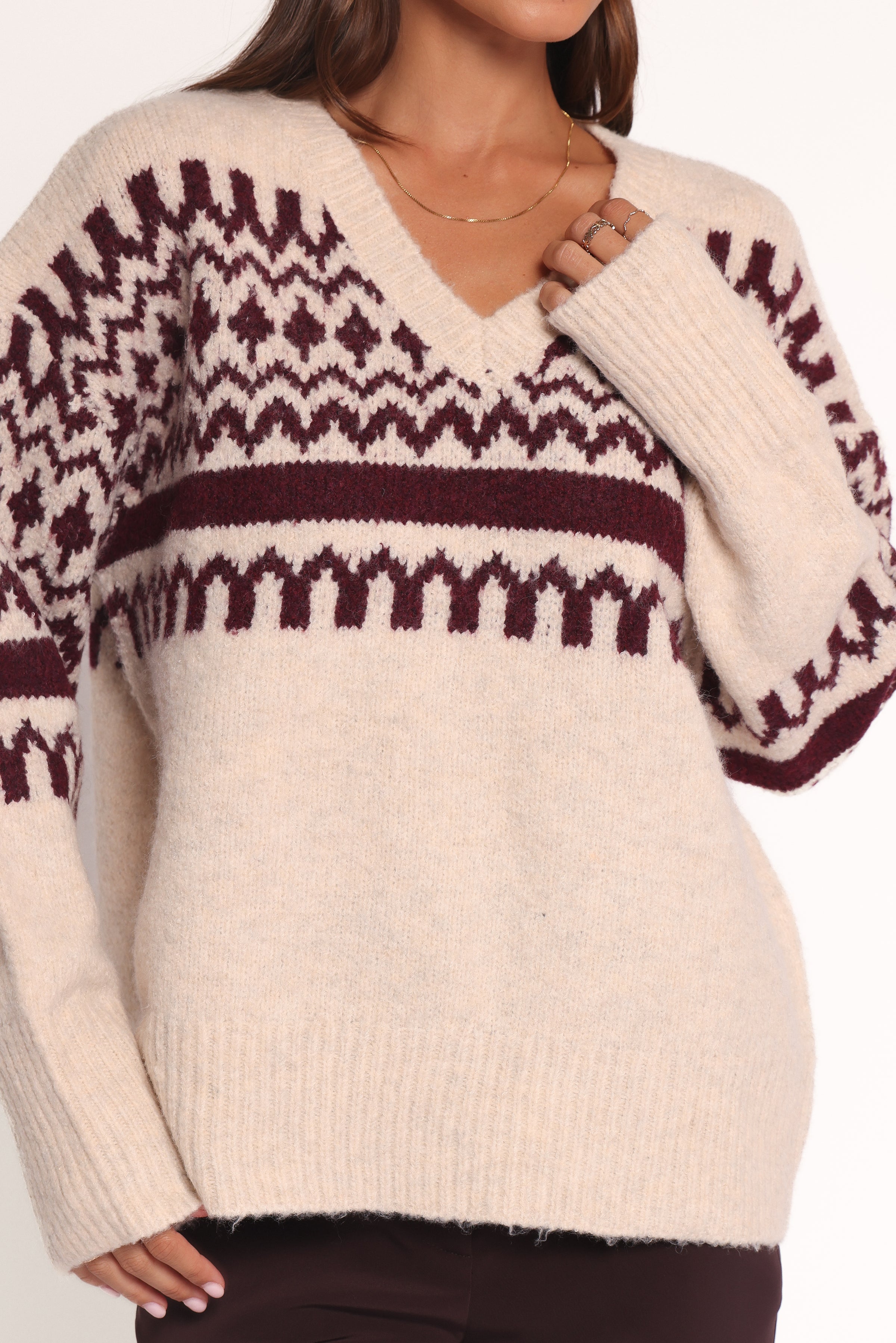 Petal and Pup USA KNITWEAR Astrid Sweater - Beige Cherry - DO NOT SET LIVE