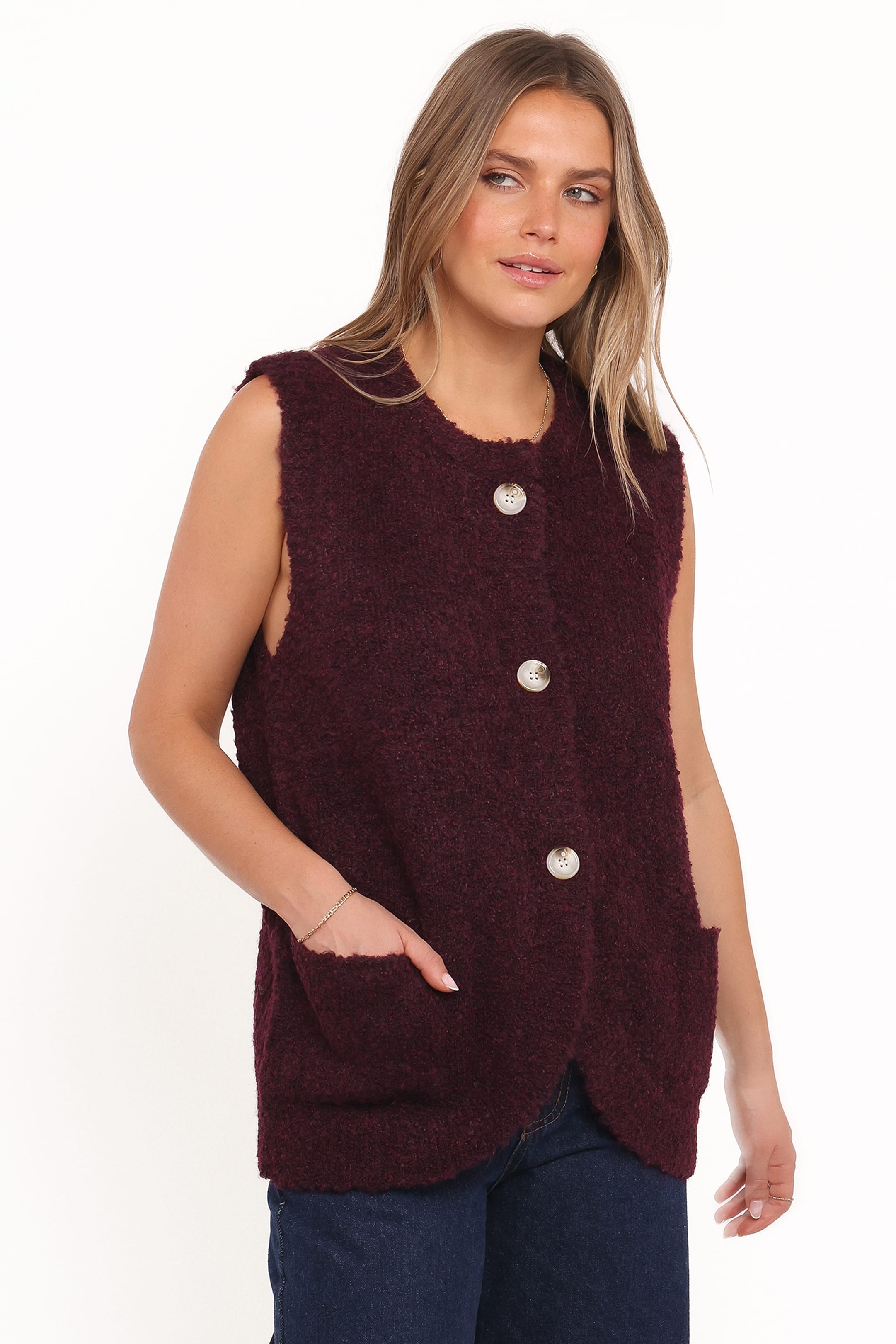 Petal and Pup USA KNITWEAR Avery Knit Vest - Wine