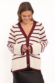 Petal and Pup USA KNITWEAR Aydee Cardigan - Cherry Stripe