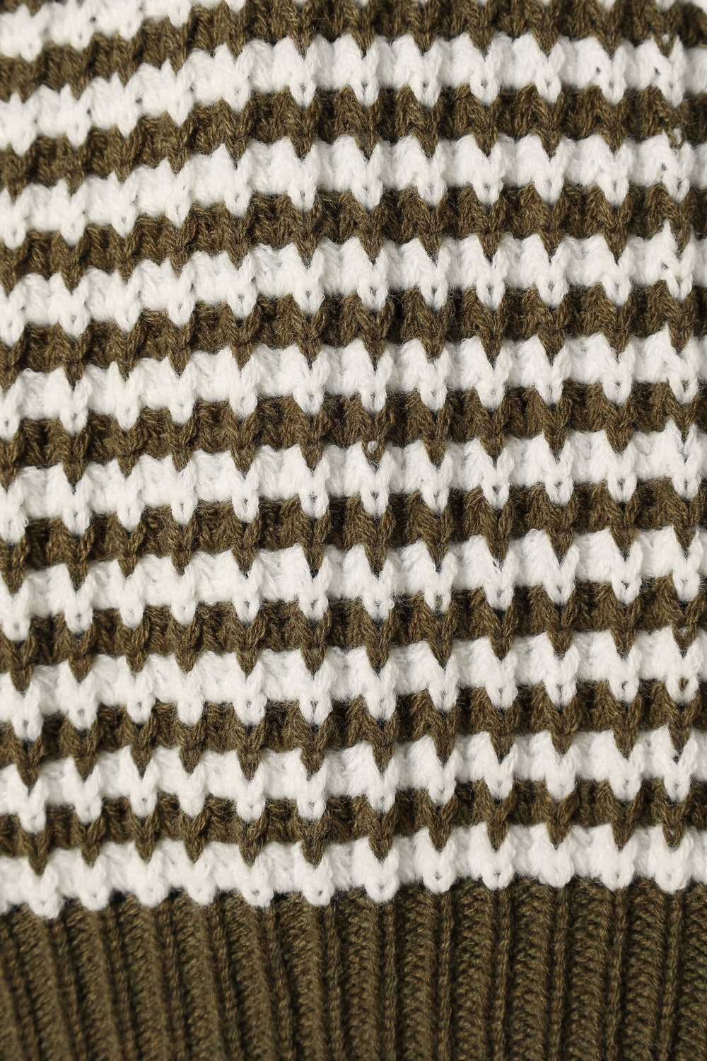Petal and Pup USA KNITWEAR Becca Crewneck Waffle Stitch Stripe Knit Sweater - Olive