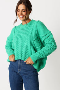 Petal and Pup USA KNITWEAR Bentley Knit Sweater - Green