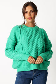 Petal and Pup USA KNITWEAR Bentley Knit Sweater - Green