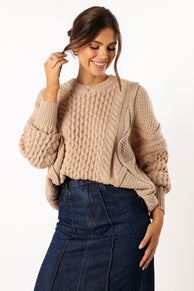 Petal and Pup USA KNITWEAR Bentley Knit Sweater - Oatmeal