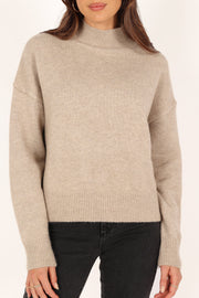 Brianna Mockneck Knit Sweater - Beige - Petal & Pup USA