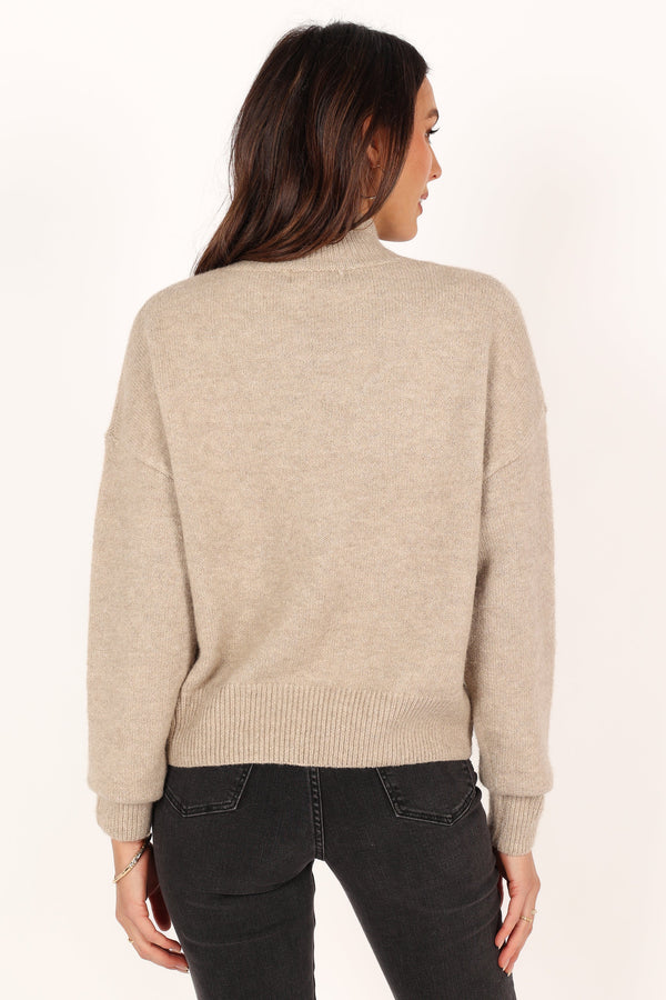 Knitwear @Brianna Mockneck Knit Sweater - Beige