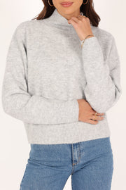 Brianna Mockneck Knit Sweater - Heather Grey - Petal & Pup USA