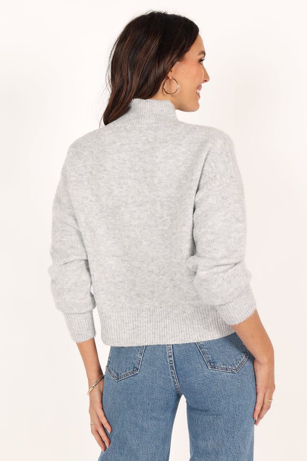 Petal and Pup USA Knitwear Brianna Mockneck Knit Sweater - Heather Grey