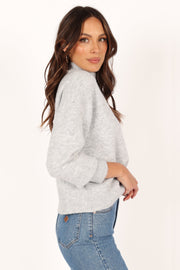 Brianna Mockneck Knit Sweater - Heather Grey - Petal & Pup USA