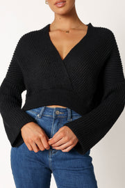 Petal and Pup USA KNITWEAR Brinley Crop Knit Sweater - Black