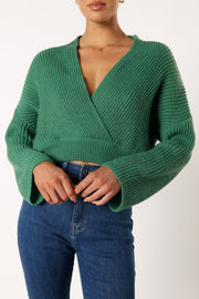 Petal and Pup USA KNITWEAR Brinley Crop Knit Sweater - Kelly Green