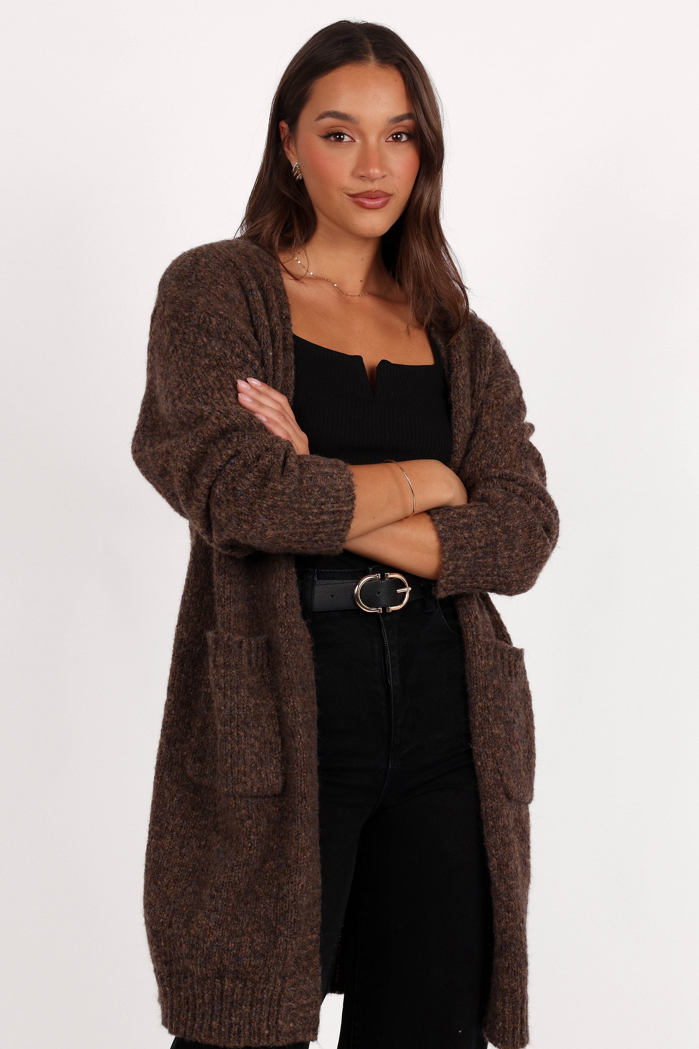 Callan Long Cardigan - Brown | Petal & Pup USA